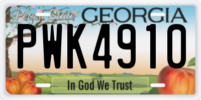 GA license plate PWK4910