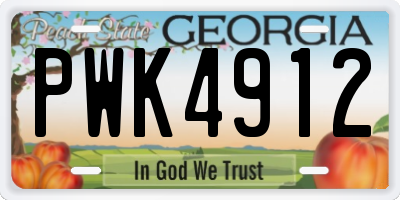 GA license plate PWK4912