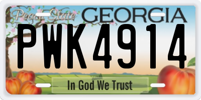 GA license plate PWK4914