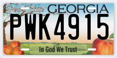 GA license plate PWK4915
