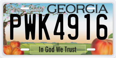 GA license plate PWK4916