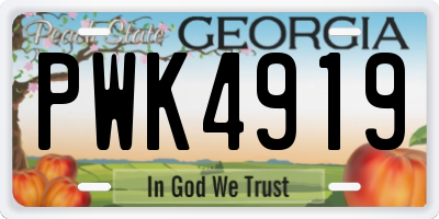 GA license plate PWK4919