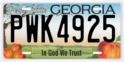 GA license plate PWK4925