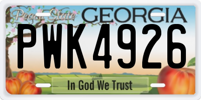 GA license plate PWK4926