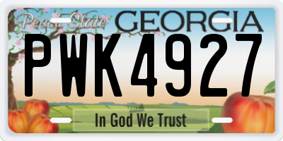 GA license plate PWK4927