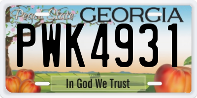 GA license plate PWK4931