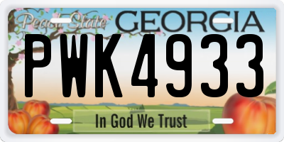 GA license plate PWK4933