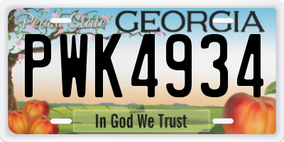 GA license plate PWK4934