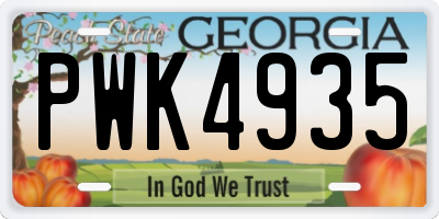 GA license plate PWK4935