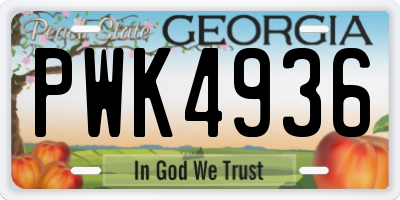 GA license plate PWK4936