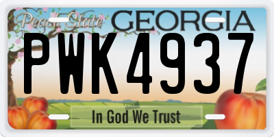 GA license plate PWK4937
