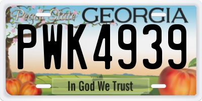 GA license plate PWK4939