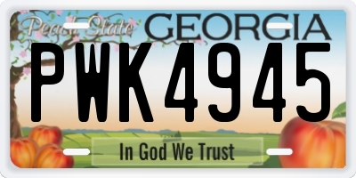 GA license plate PWK4945