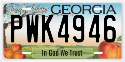 GA license plate PWK4946