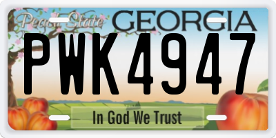 GA license plate PWK4947
