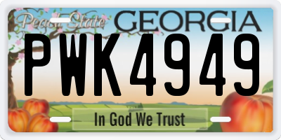 GA license plate PWK4949