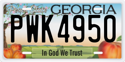 GA license plate PWK4950