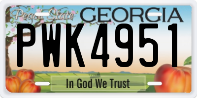 GA license plate PWK4951