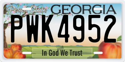 GA license plate PWK4952