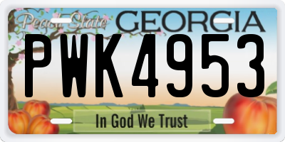 GA license plate PWK4953