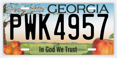 GA license plate PWK4957