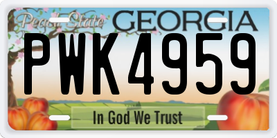 GA license plate PWK4959