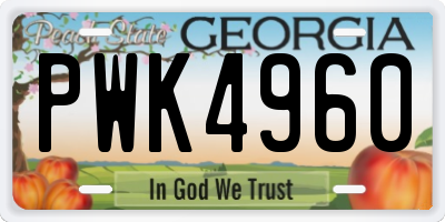 GA license plate PWK4960