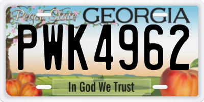 GA license plate PWK4962