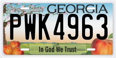 GA license plate PWK4963