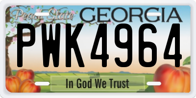 GA license plate PWK4964
