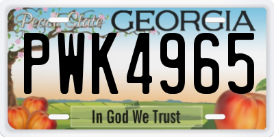 GA license plate PWK4965