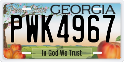 GA license plate PWK4967