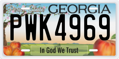 GA license plate PWK4969