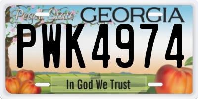 GA license plate PWK4974