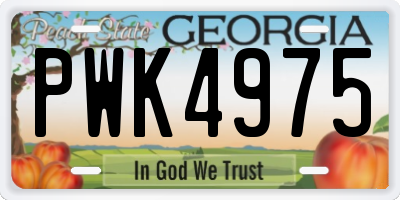 GA license plate PWK4975