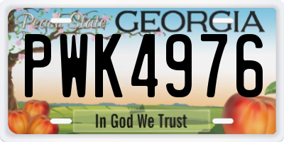 GA license plate PWK4976