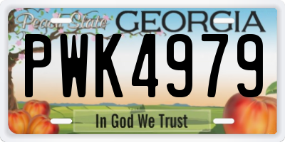 GA license plate PWK4979