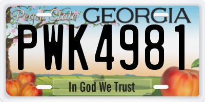 GA license plate PWK4981