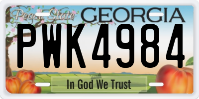 GA license plate PWK4984