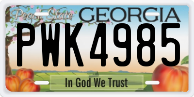 GA license plate PWK4985