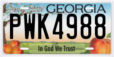 GA license plate PWK4988