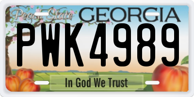 GA license plate PWK4989