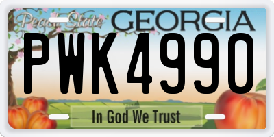 GA license plate PWK4990