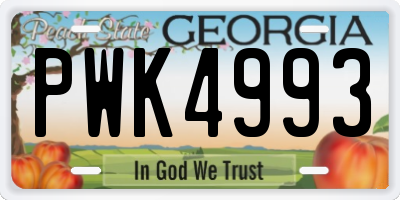 GA license plate PWK4993