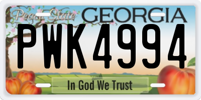 GA license plate PWK4994