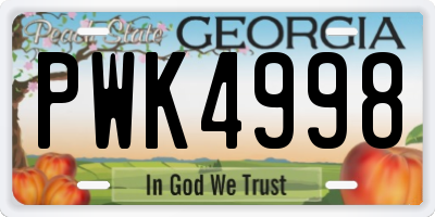 GA license plate PWK4998