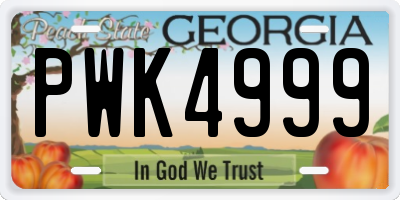 GA license plate PWK4999