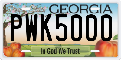 GA license plate PWK5000