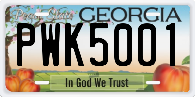 GA license plate PWK5001