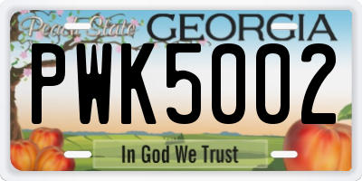 GA license plate PWK5002